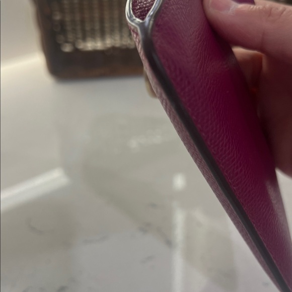 Coach Women's Burgundy Leather Wristlet - Picture 12 of 12